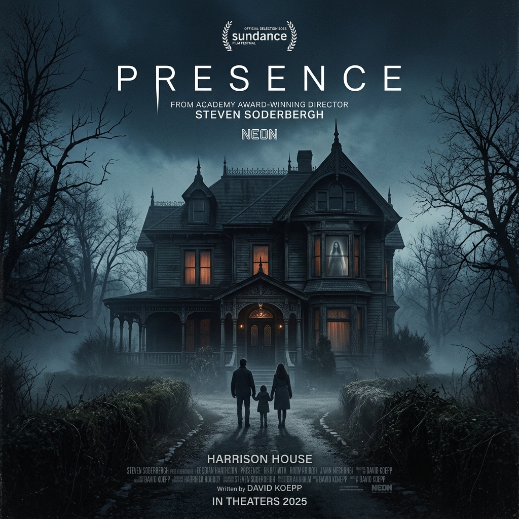 Lucy Liu as Rebekah in Presence (2025), a supernatural thriller directed by Steven Soderbergh