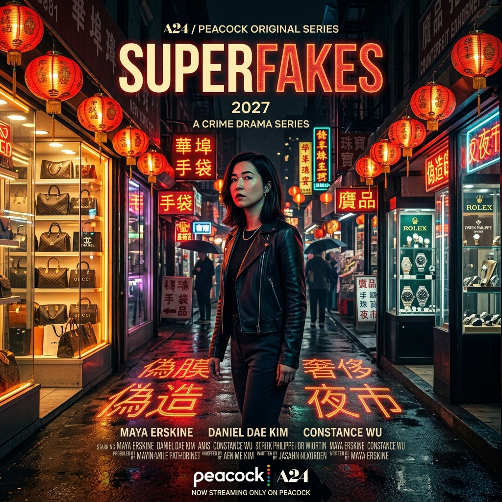 Superfakes (2027) — Lucy Liu upcoming Peacock crime drama series produced by A24, starring as a Chinatown counterfeit dealer